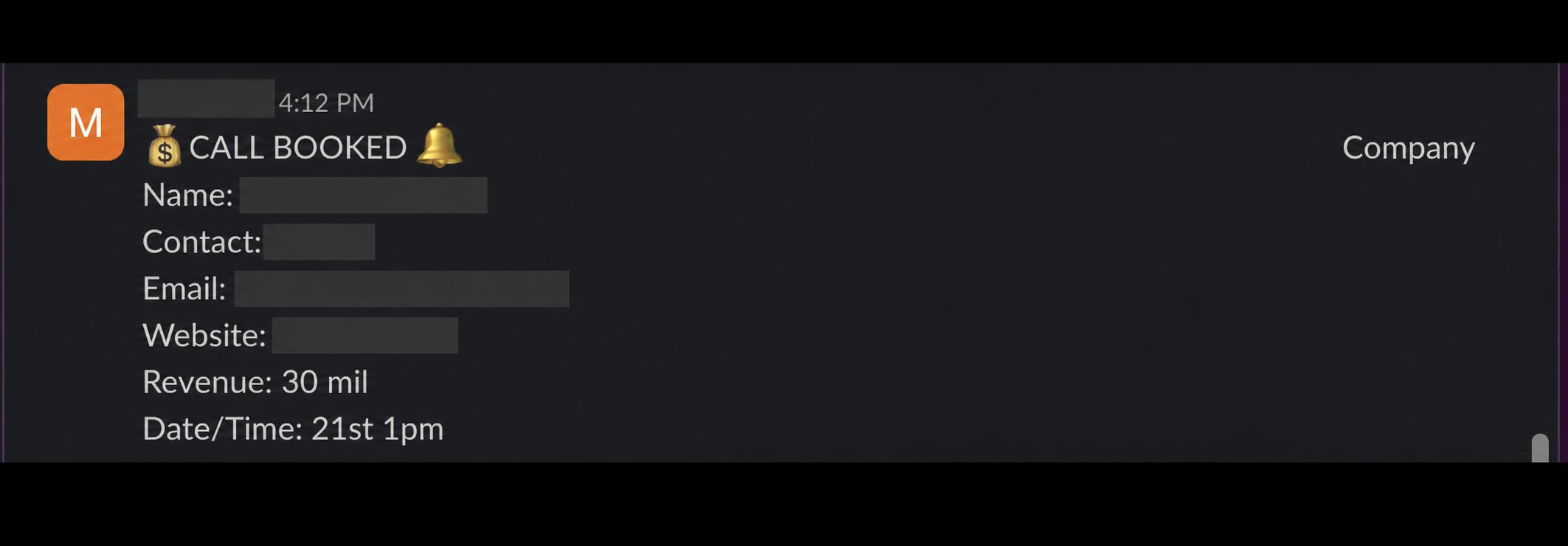 Protected booked-call notification 2
