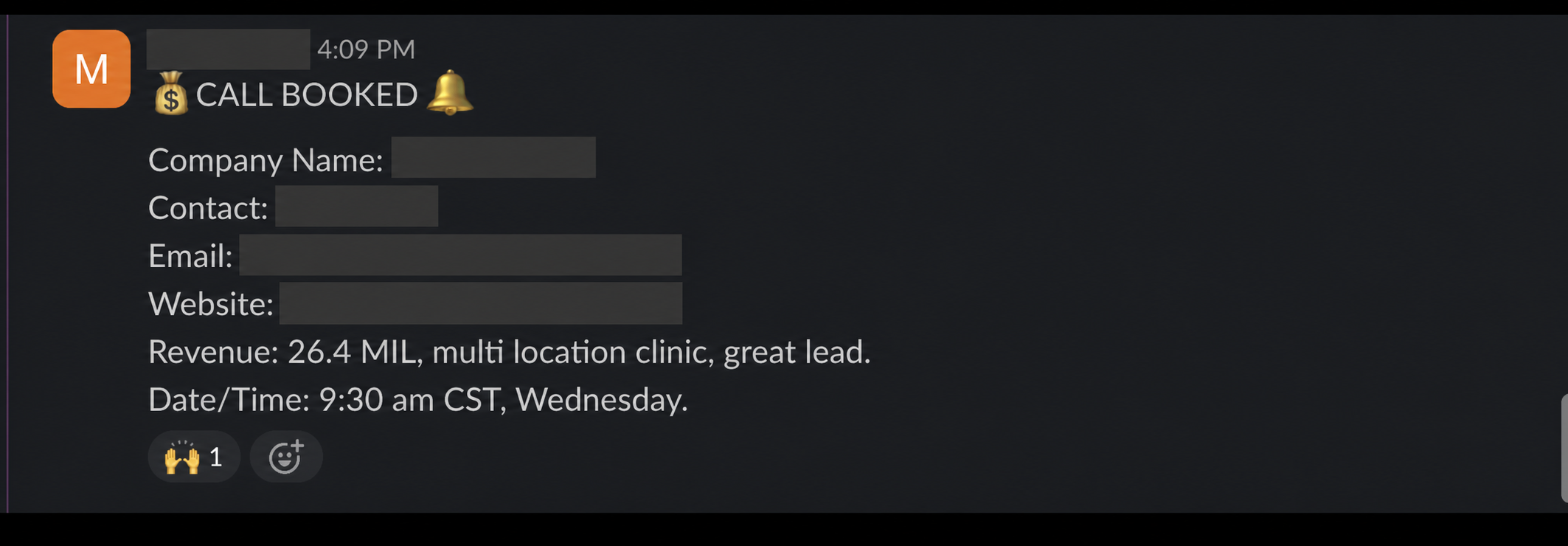 Protected booked-call notification 4