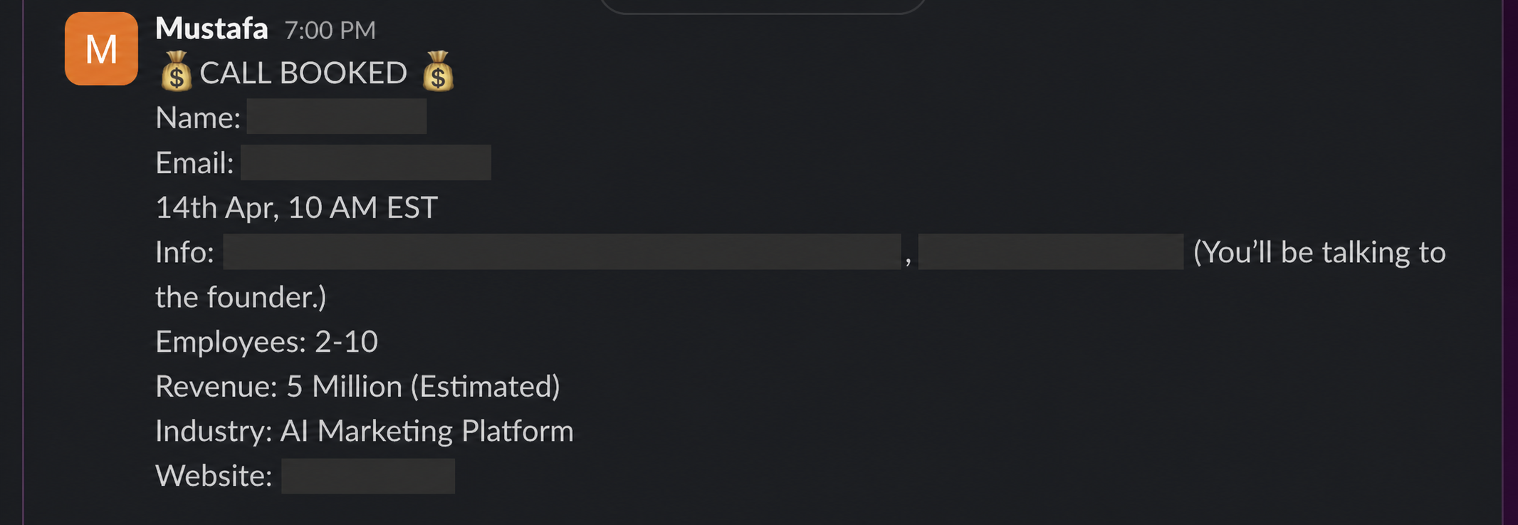 Protected booked-call notification 6