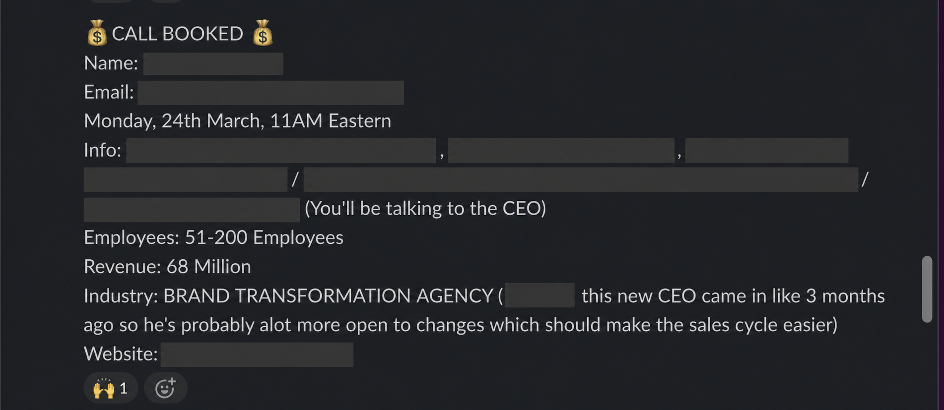 Protected booked-call notification 8