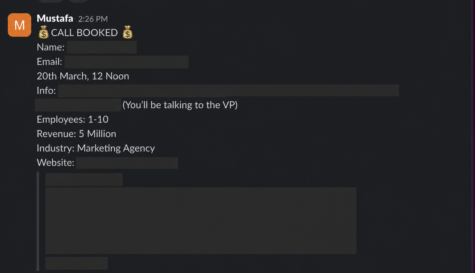 Protected booked-call notification 10