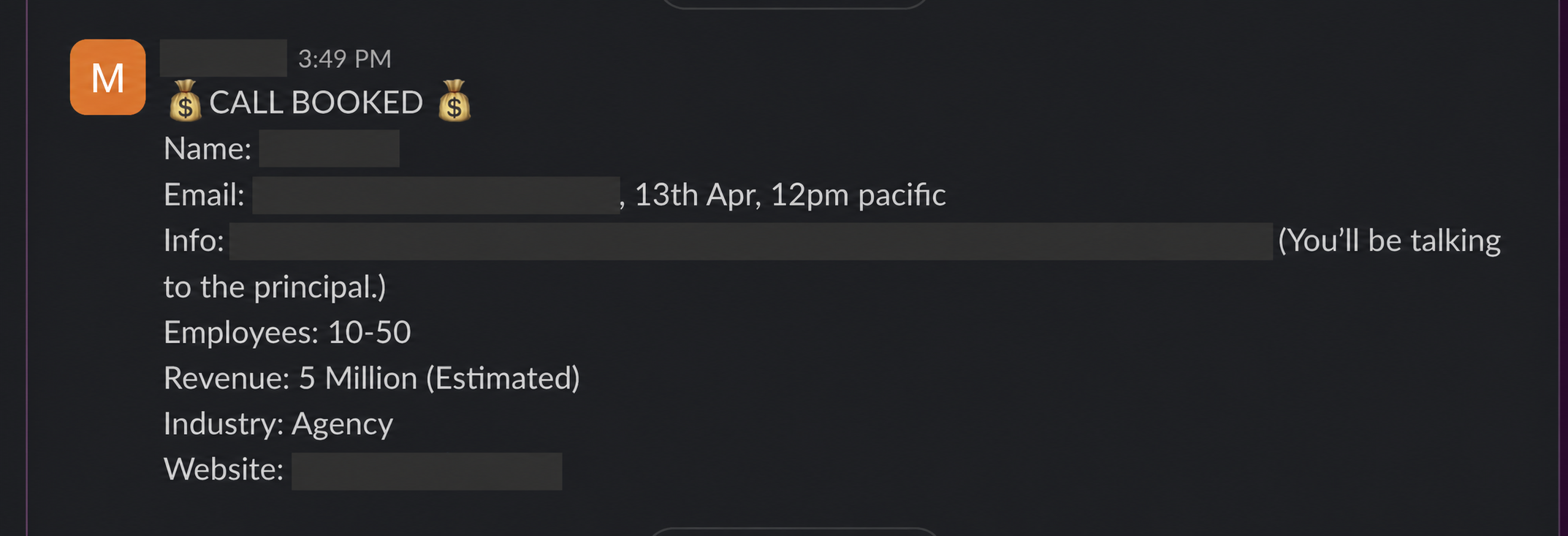 Protected booked-call notification 18