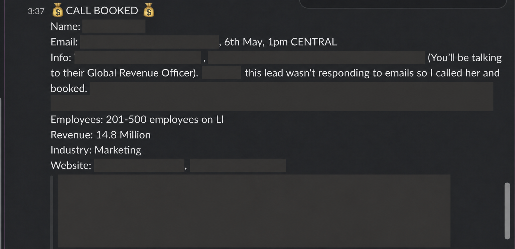 Protected booked-call notification 24