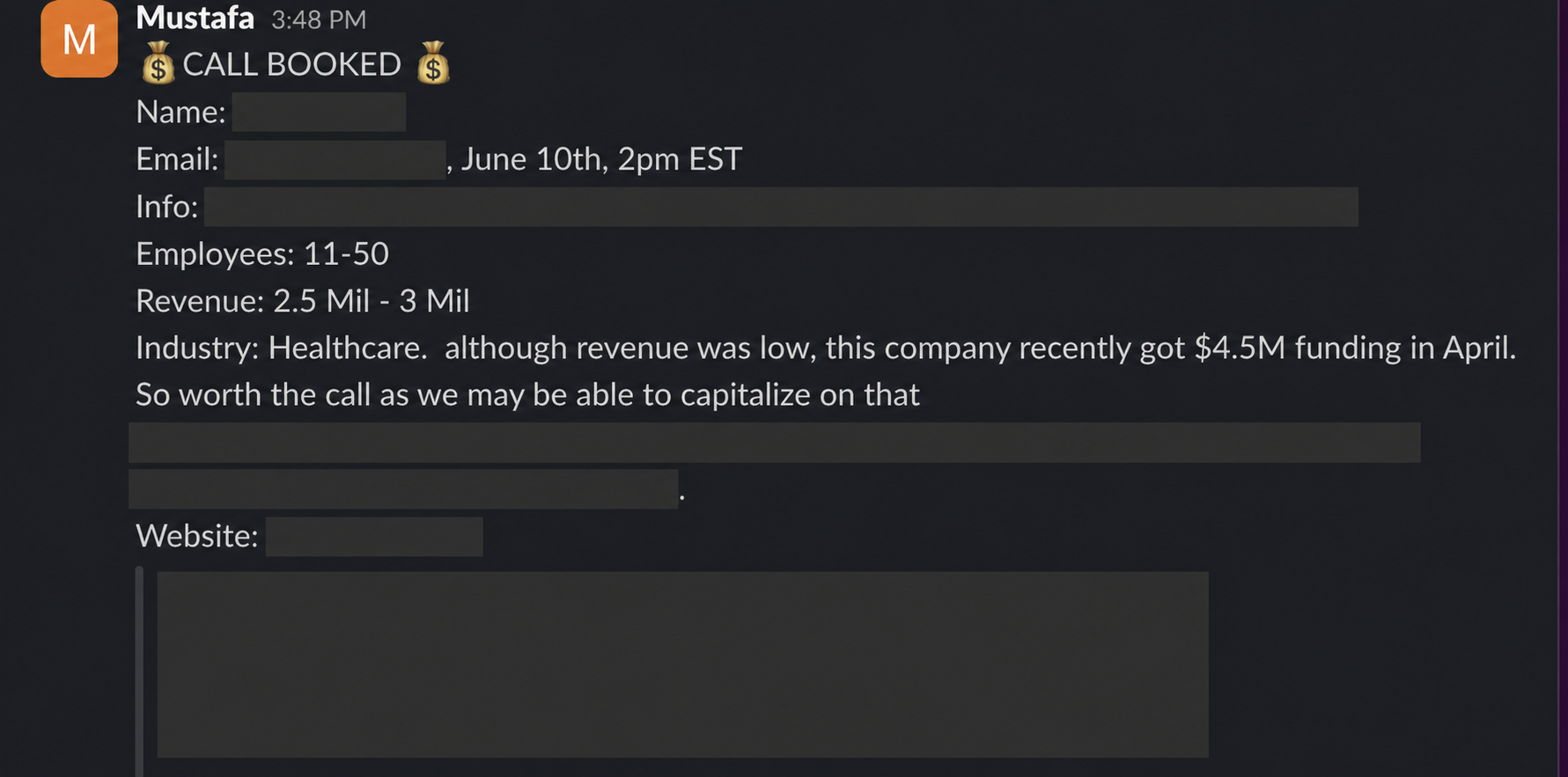 Protected booked-call notification 28
