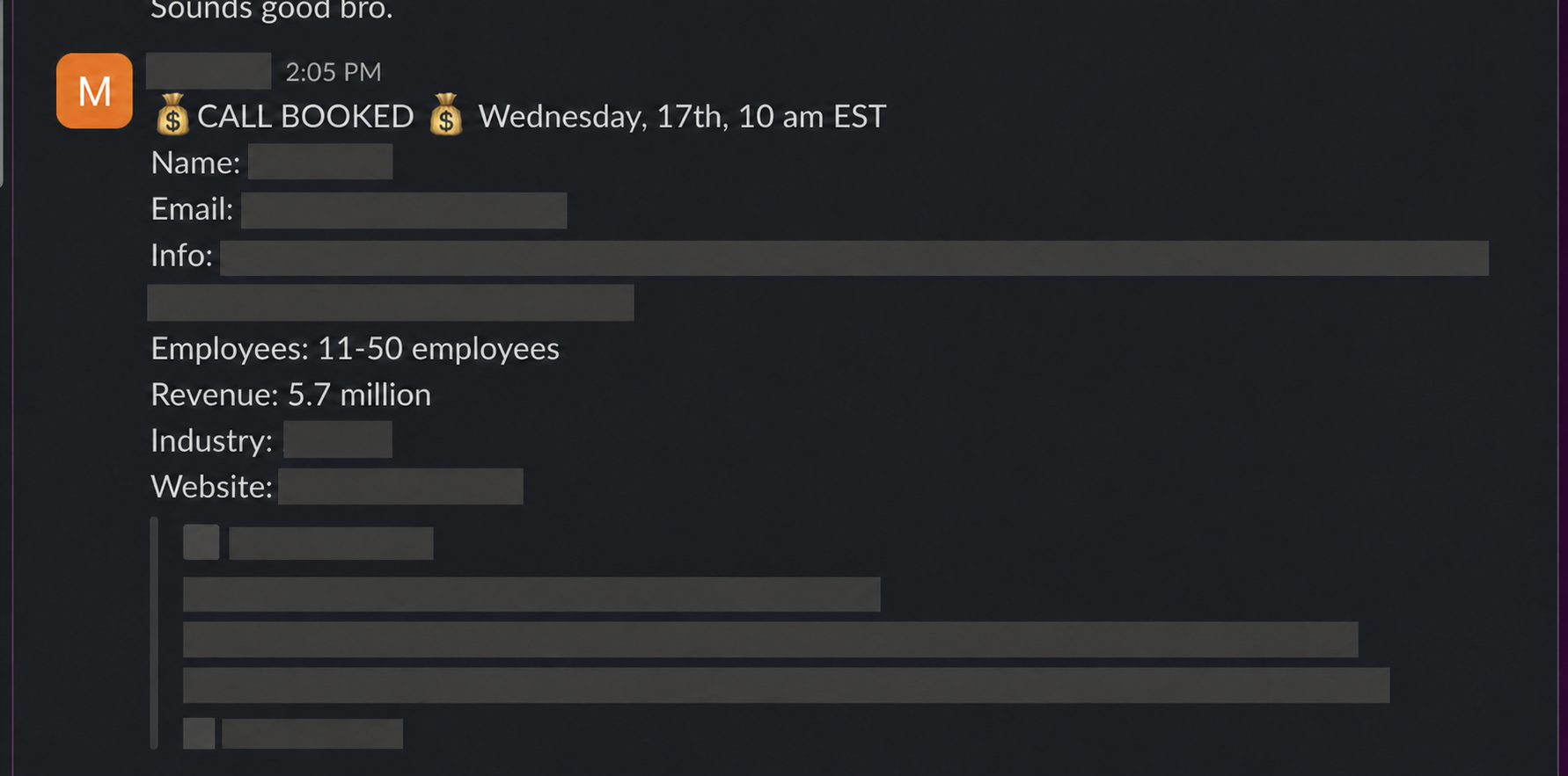 Protected booked-call notification 36